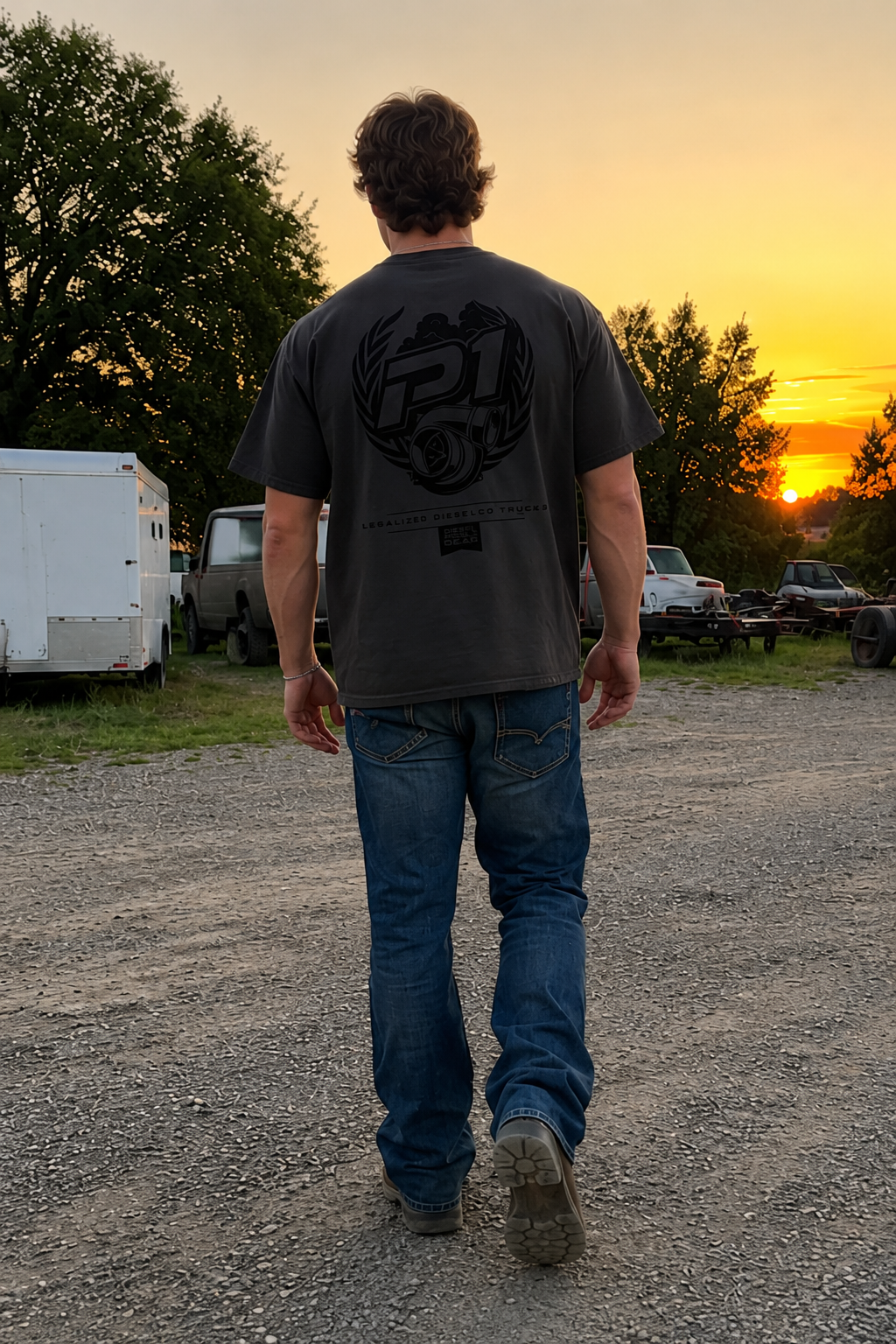 P1 Race Products Iconic Design | Mens Tee | Charcoal Grey (SM01CH-)