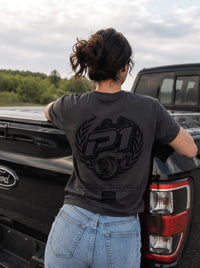 P1 Race Products | Iconic Design | Ladies Tee | Charcoal Grey (SL01CH-)