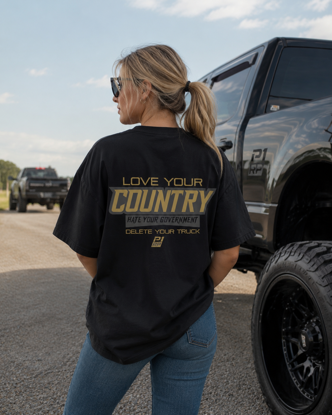 P1 Race Products | Love your Country | Ladies Tee (SL02BLK-)