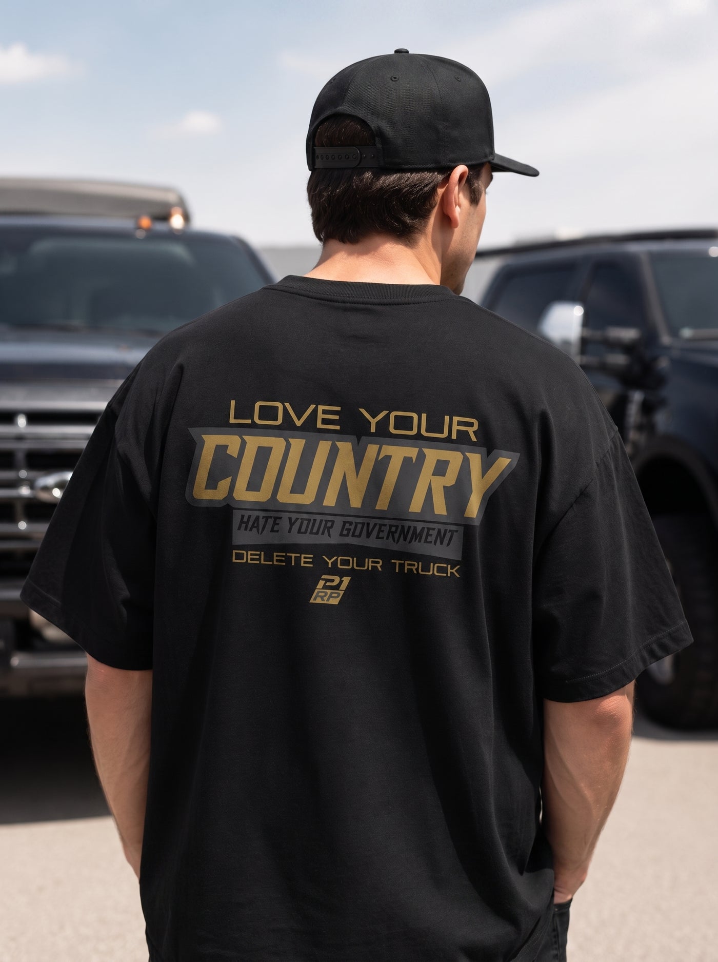 P1 Race Products | Love your Country | Mens Tee (SM02BLK-)