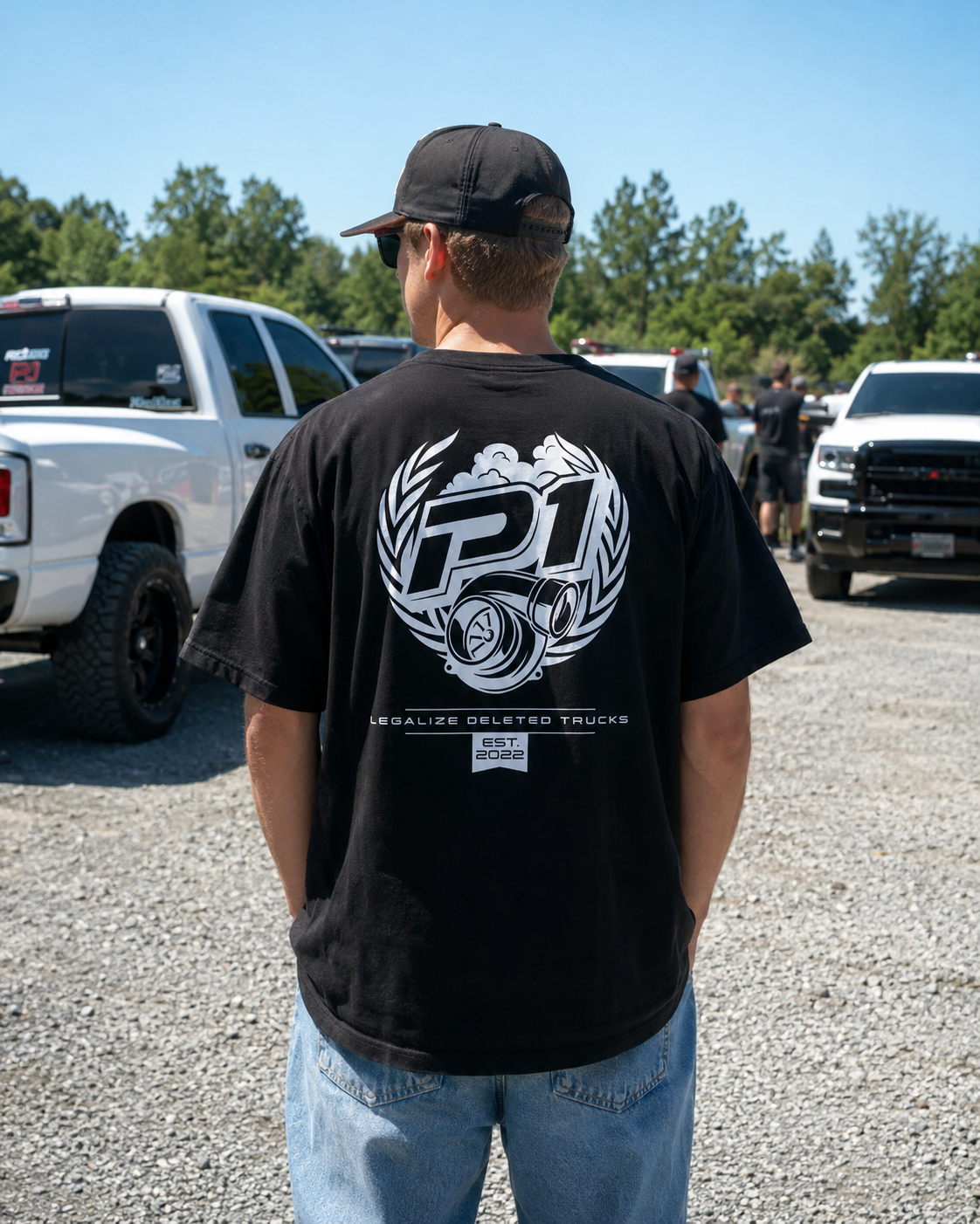 P1 Race Products | Iconic Design | Mens Tee | Black (SM01BLK-)