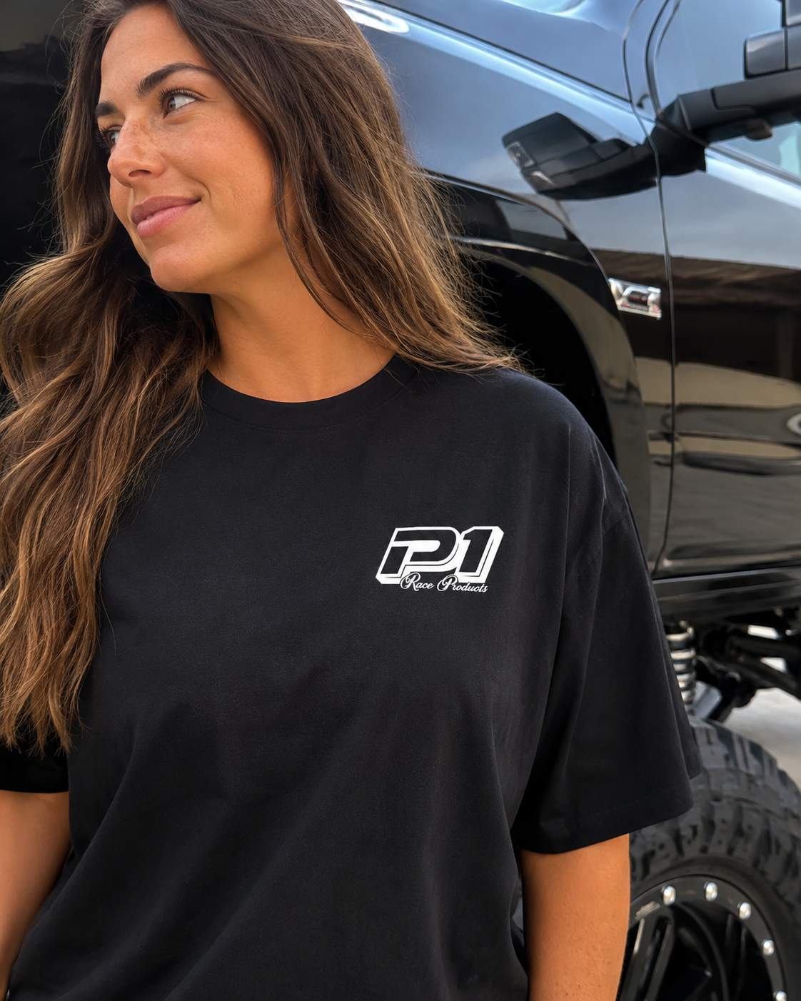 P1 Race Products | Iconic Design | Black Ladies Tee (SL01BLK-)