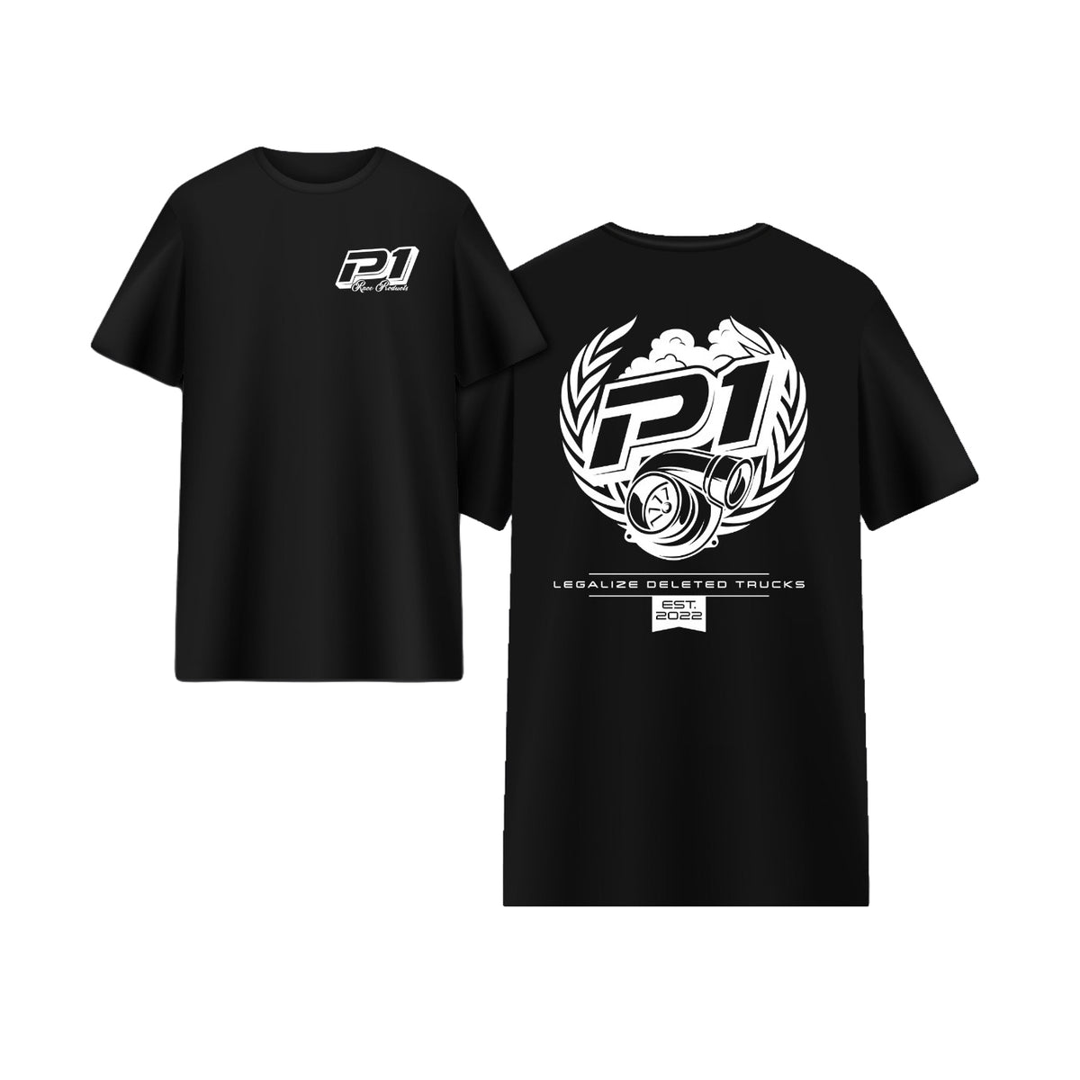 P1 Race Products | Iconic Design | Mens Tee | Black (SM01BLK-)