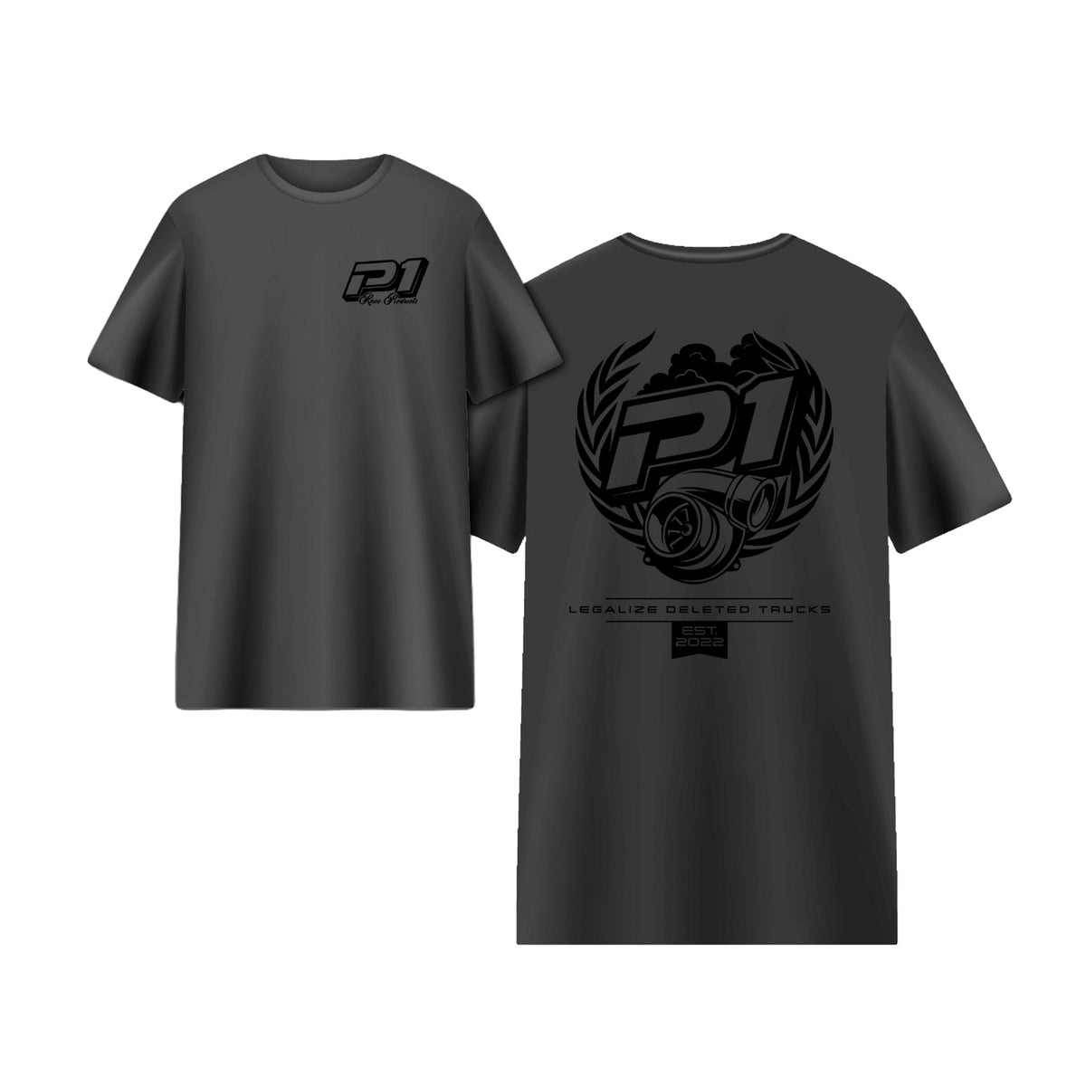 P1 Race Products Iconic Design | Mens Tee | Charcoal Grey (SM01CH-)
